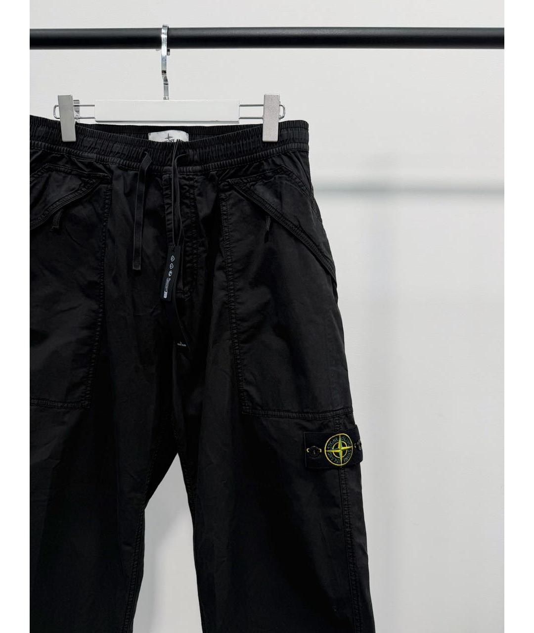 STONE ISLAND Черные хлопко-эластановые повседневные брюки, фото 3