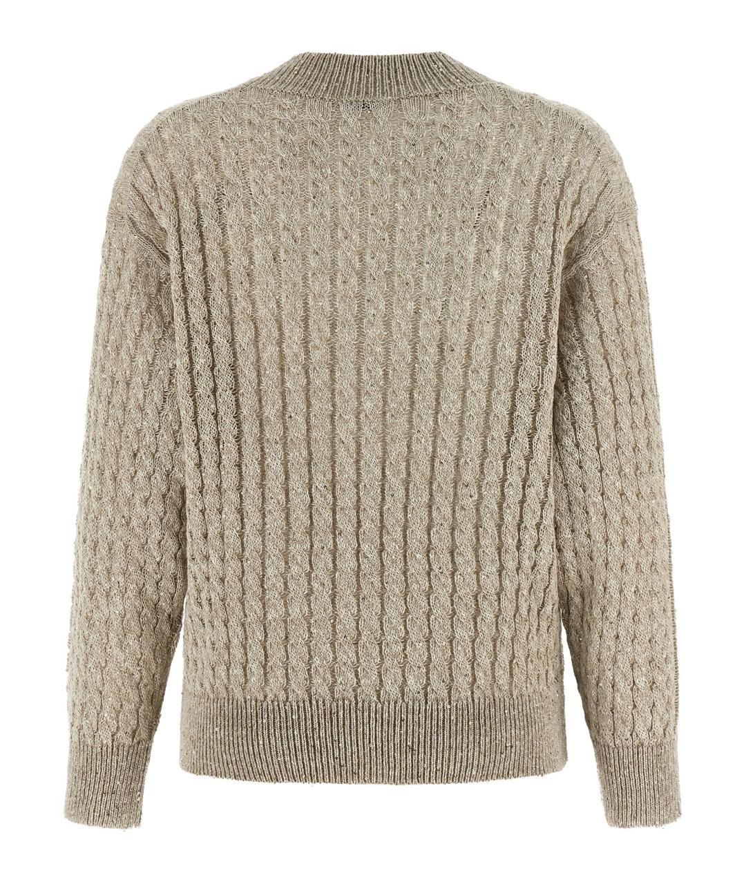 BRUNELLO CUCINELLI Бежевый льняной кардиган, фото 2