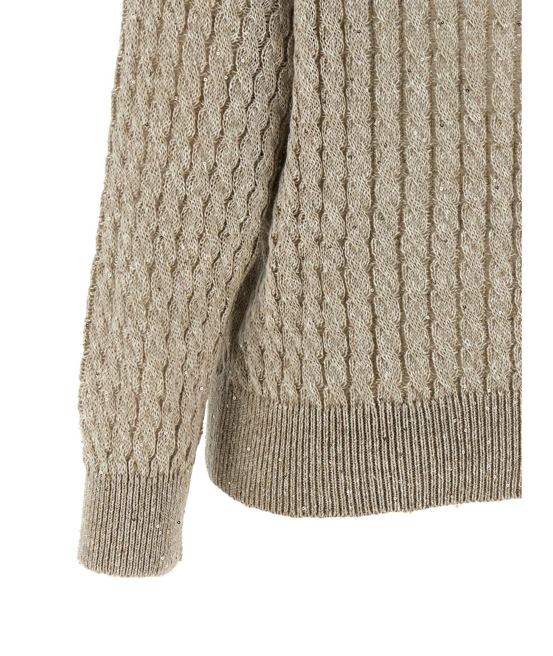 BRUNELLO CUCINELLI Бежевый льняной кардиган, фото 3