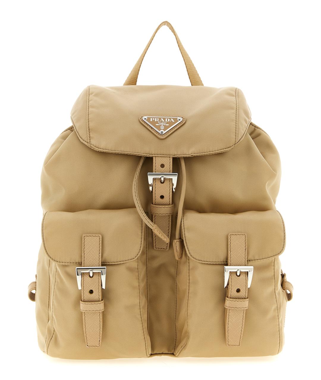 PRADA Бежевый синтетический рюкзак, фото 1