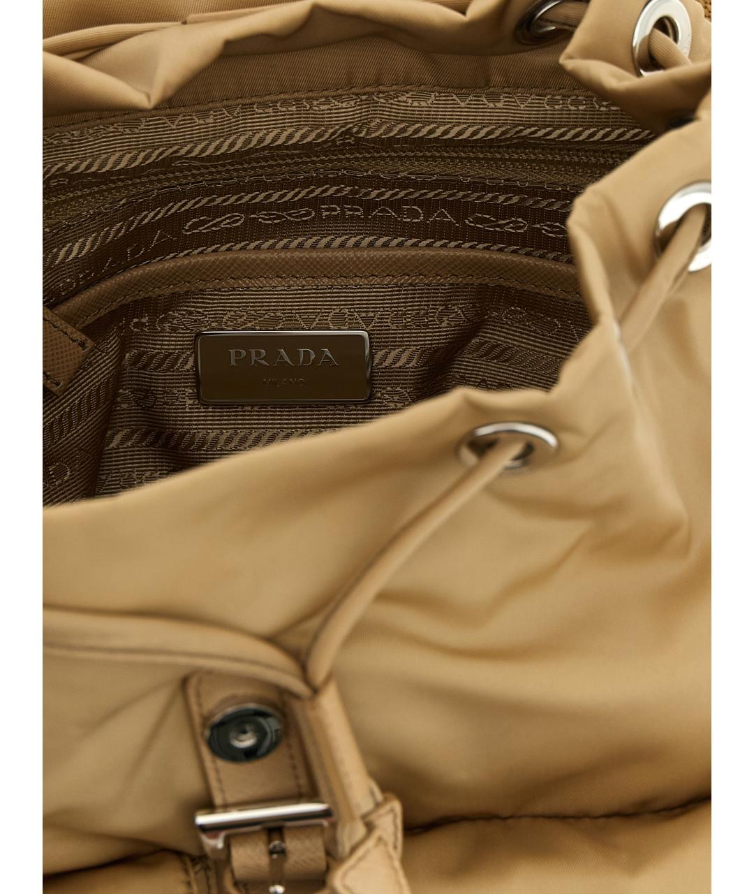 PRADA Бежевый синтетический рюкзак, фото 4