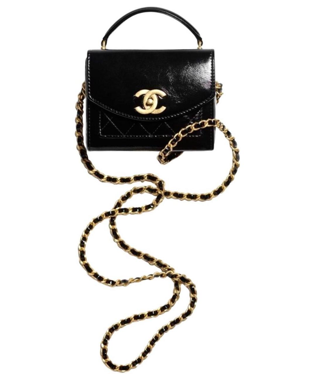 CHANEL Черная сумка через плечо из лакированной кожи, фото 1