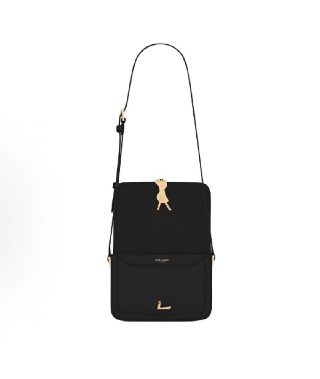 SAINT LAURENT Черная кожаная сумка через плечо, фото 5