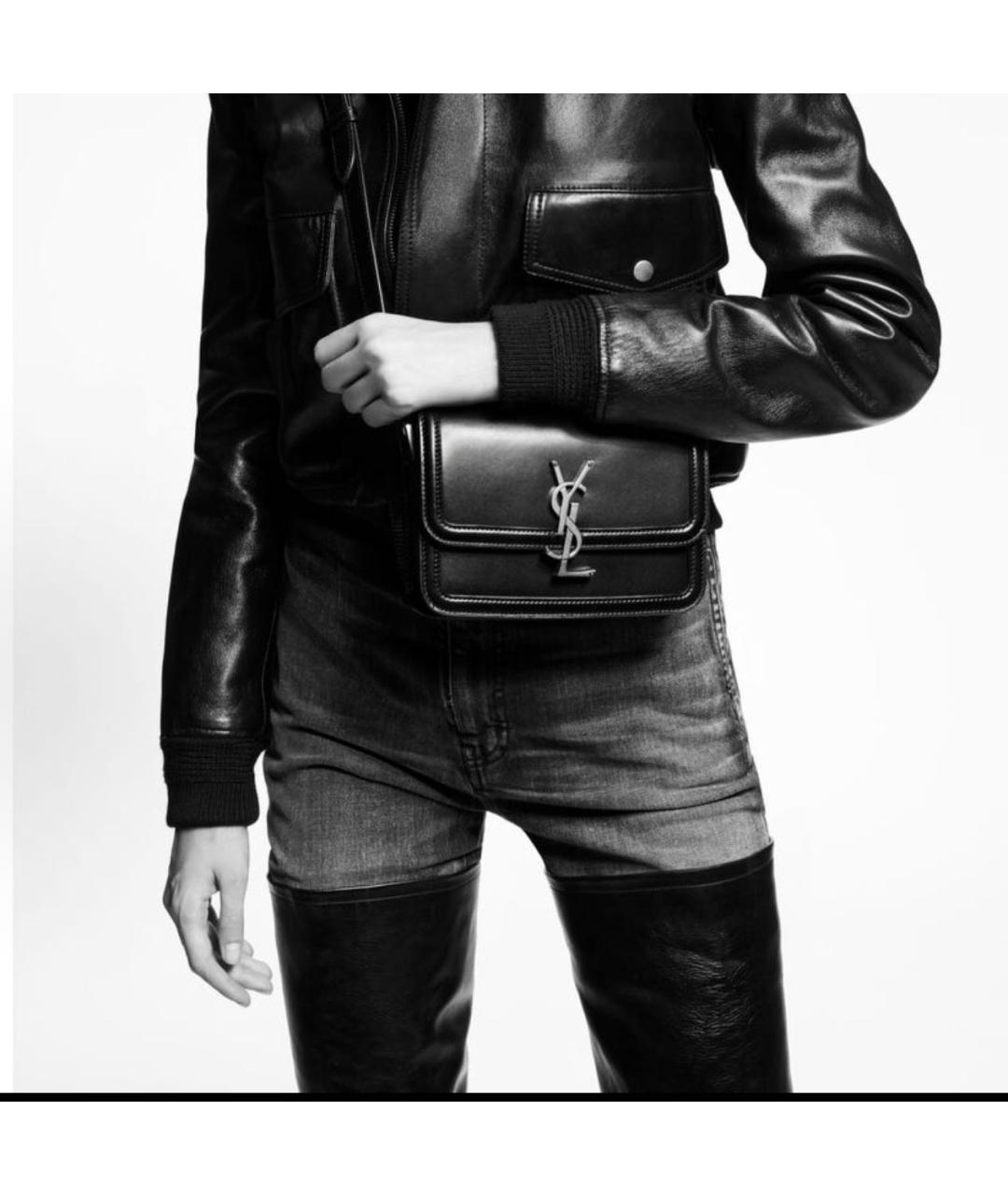 SAINT LAURENT Черная кожаная сумка через плечо, фото 6