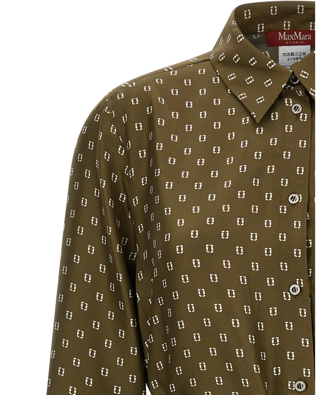 MAX MARA STUDIO Зеленая шелковая рубашка, фото 3