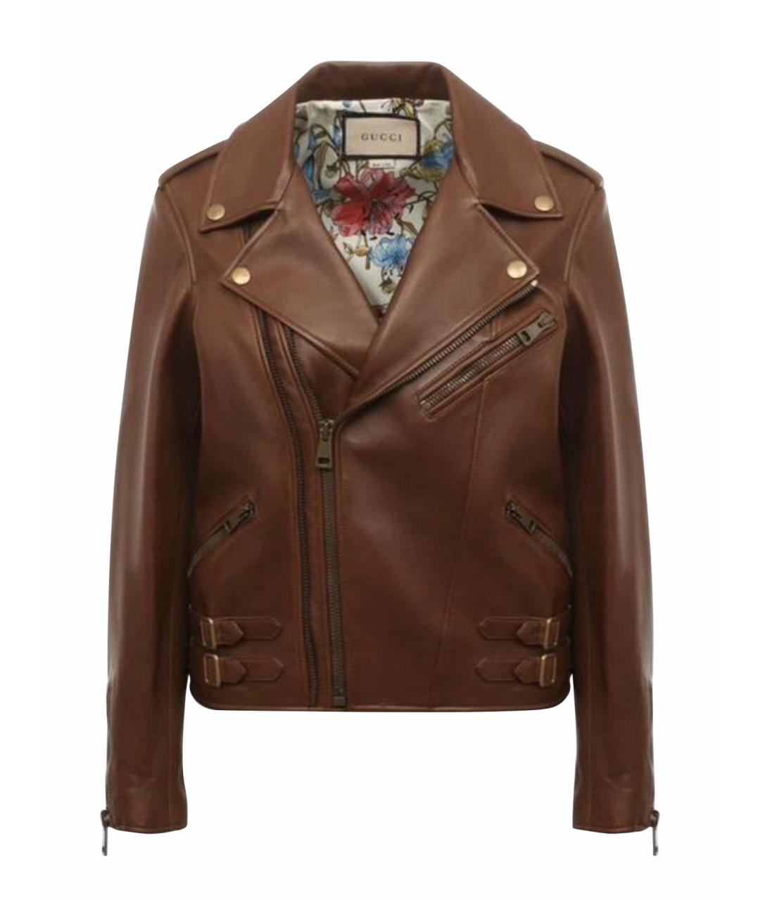 GUCCI Коричневая кожаная куртка, фото 1
