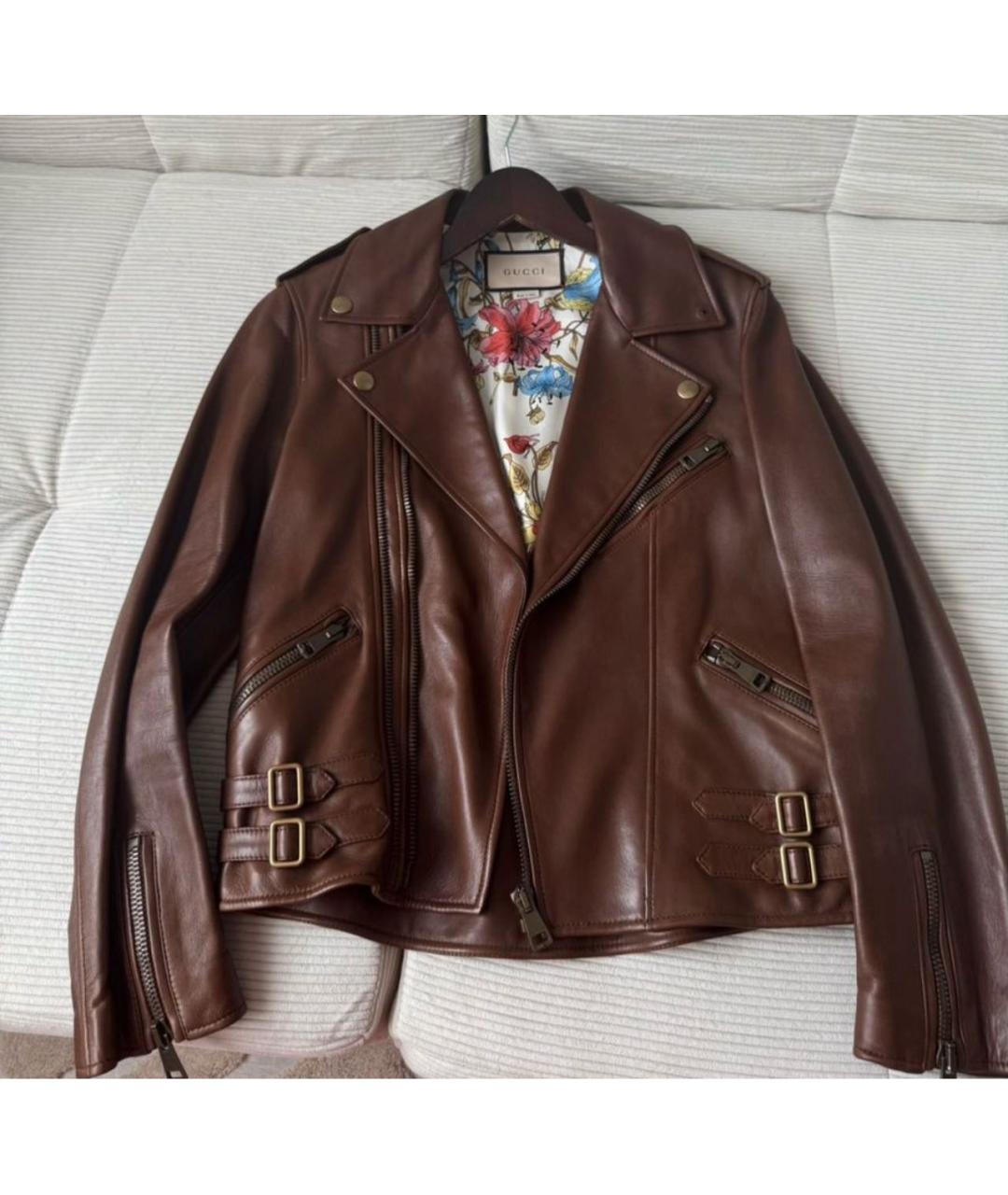 GUCCI Коричневая кожаная куртка, фото 9