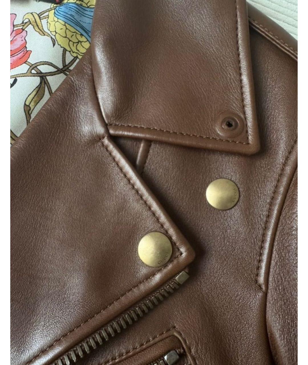 GUCCI Коричневая кожаная куртка, фото 8