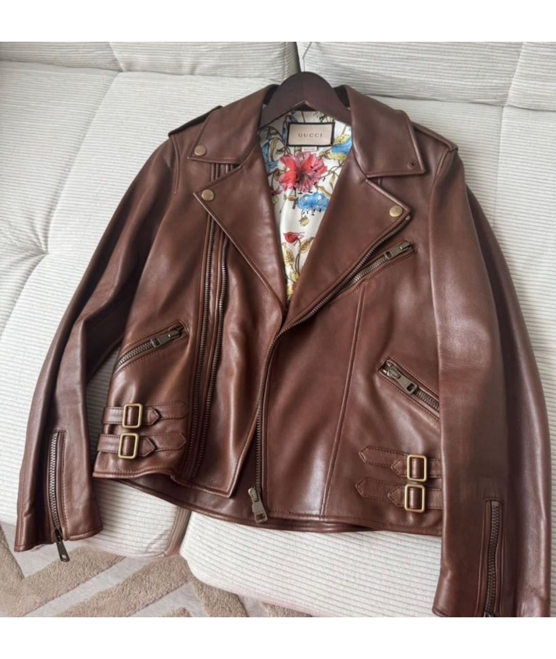 GUCCI Коричневая кожаная куртка, фото 4