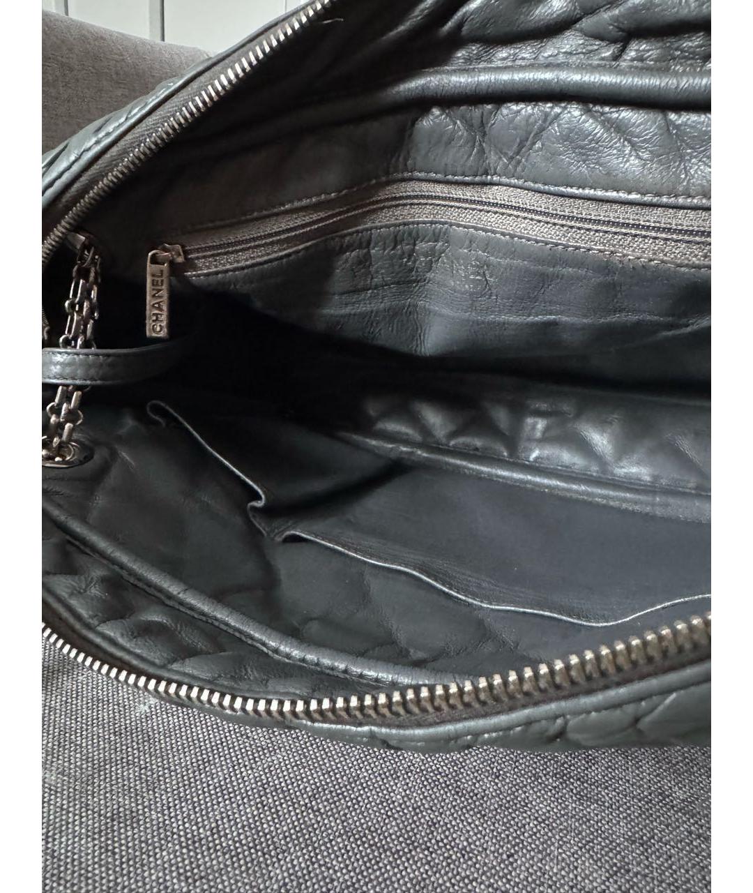 CHANEL Антрацитовая кожаная сумка через плечо, фото 4