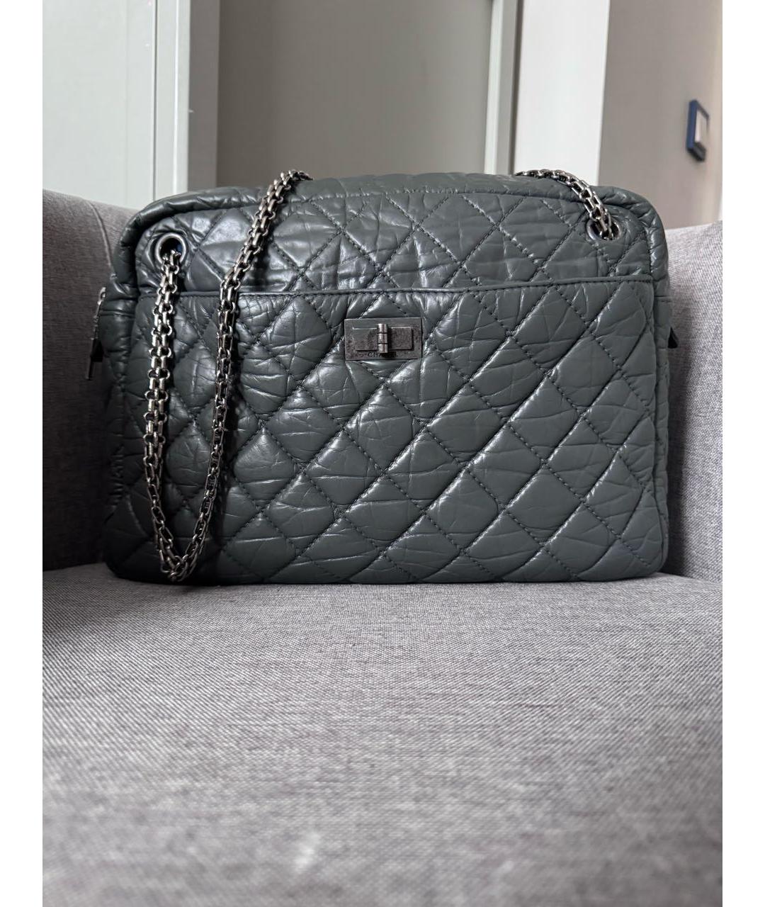 CHANEL Антрацитовая кожаная сумка через плечо, фото 8