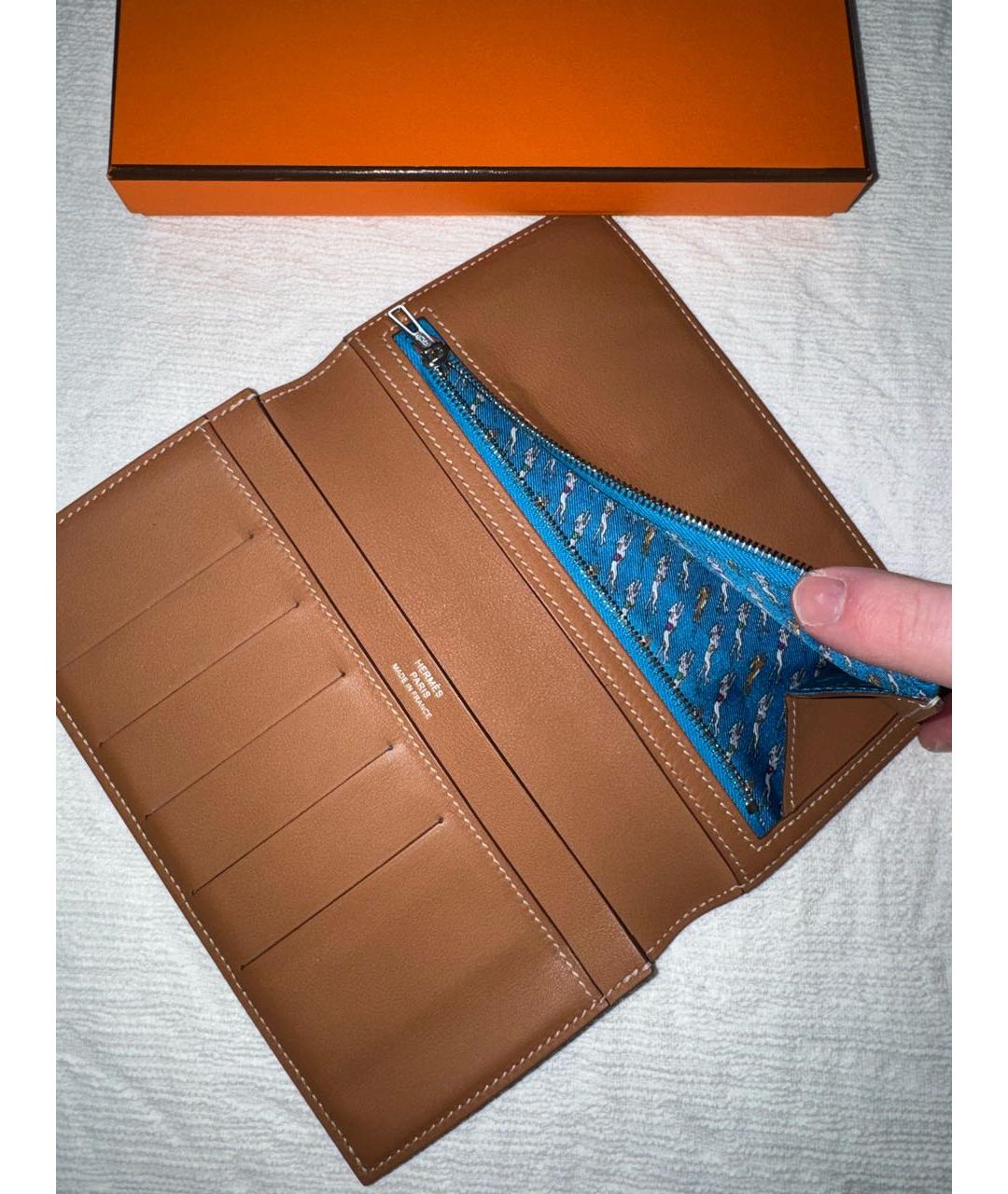 HERMES Оранжевый кожаный кошелек, фото 3