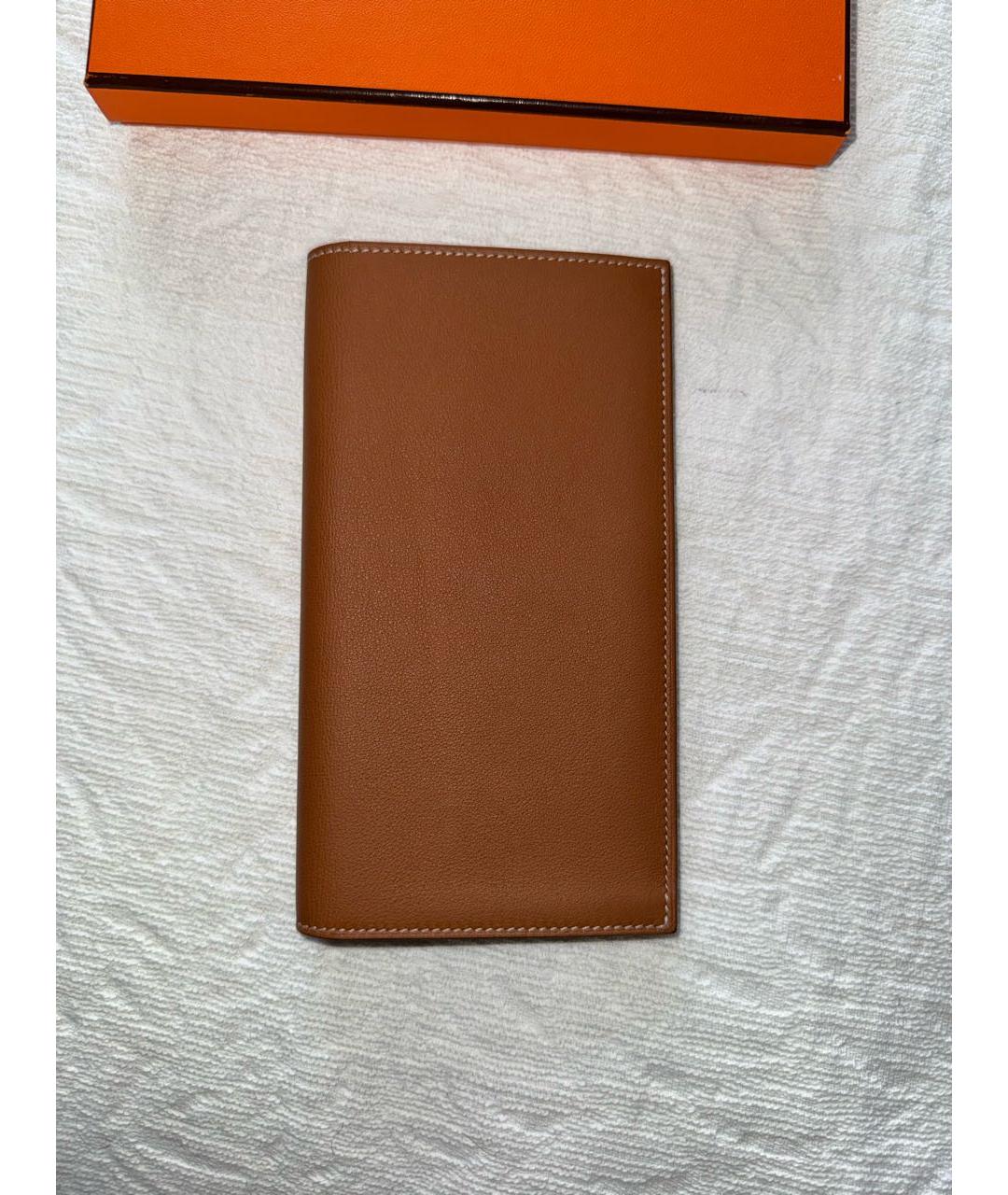 HERMES Оранжевый кожаный кошелек, фото 4