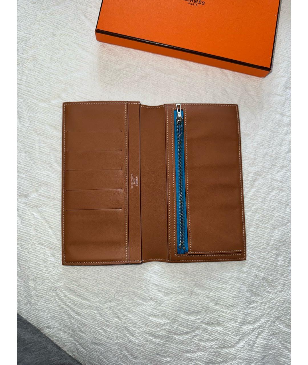 HERMES Оранжевый кожаный кошелек, фото 5