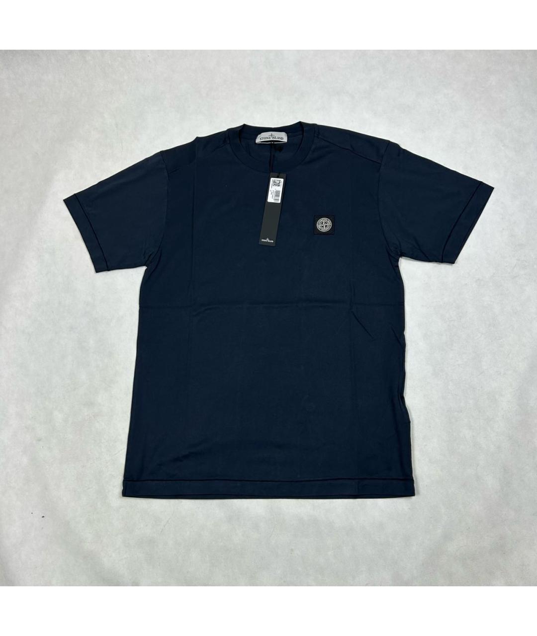 STONE ISLAND Темно-синяя хлопковая футболка, фото 6