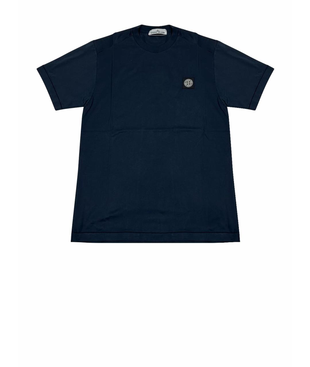 STONE ISLAND Темно-синяя хлопковая футболка, фото 1
