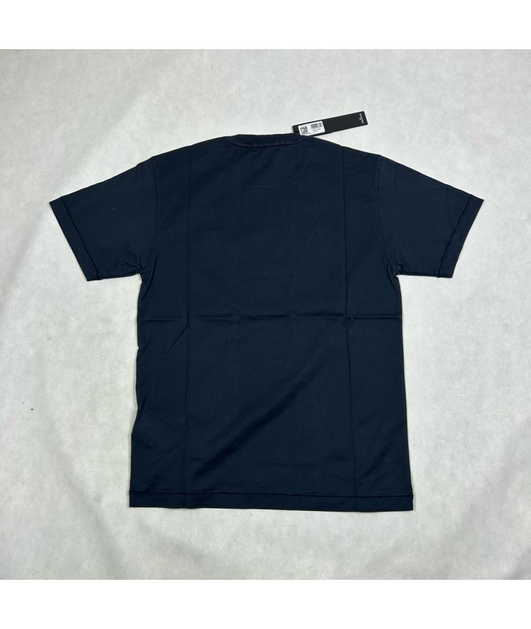 STONE ISLAND Темно-синяя хлопковая футболка, фото 2