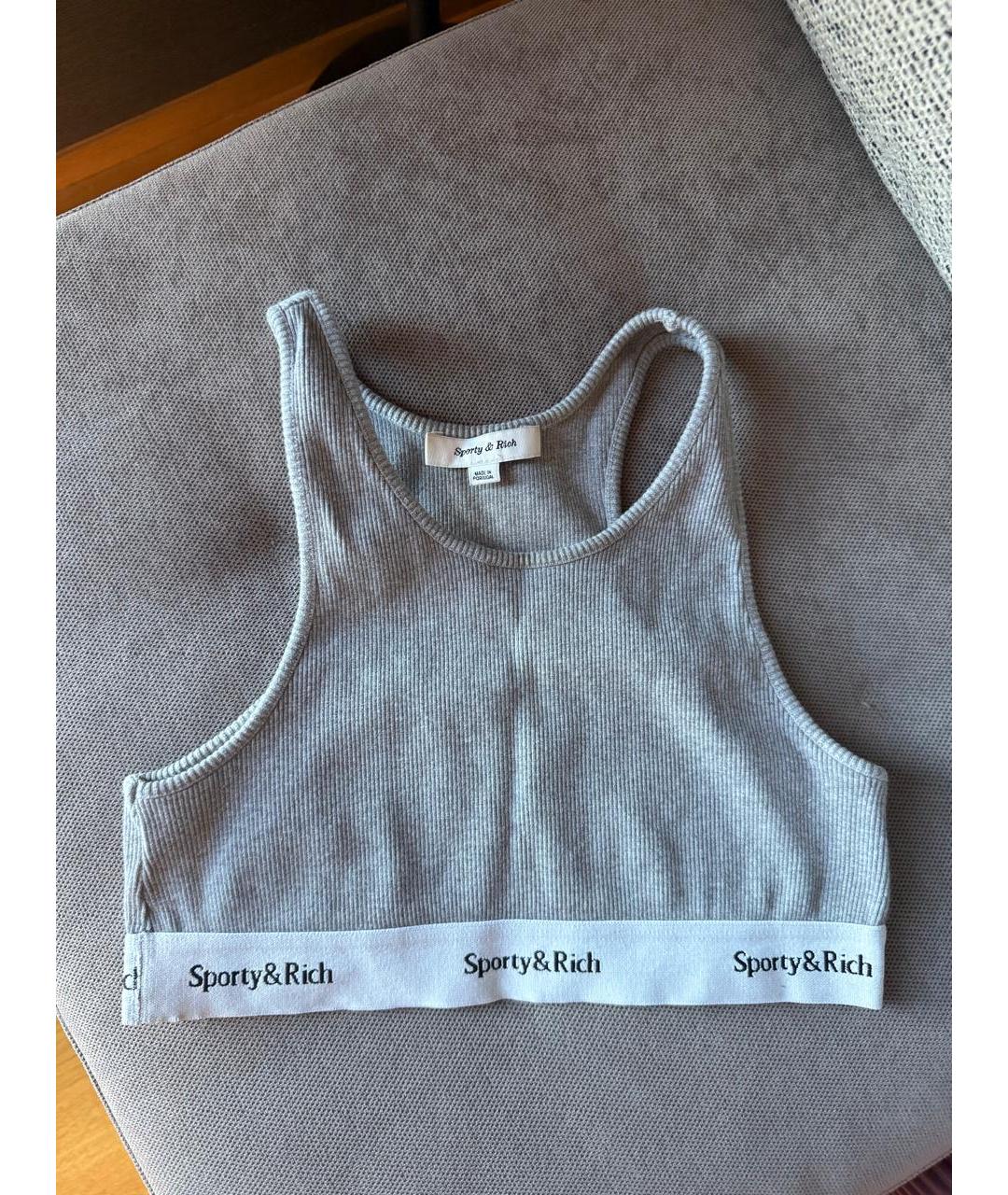 SPORTY AND RICH Серая хлопковая майка, фото 4