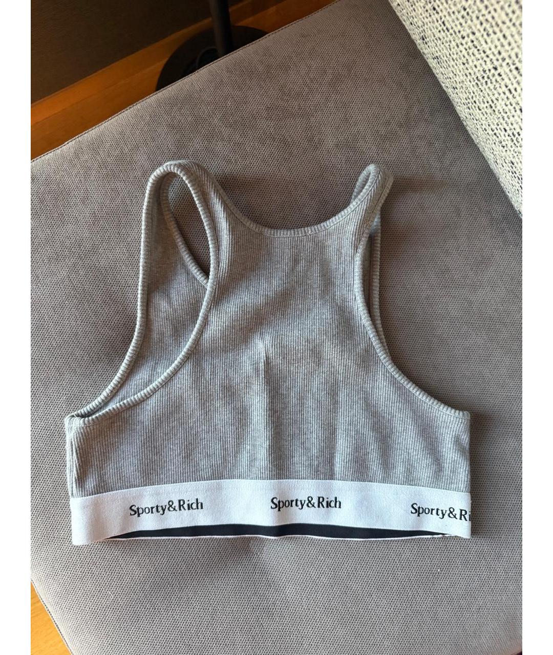 SPORTY AND RICH Серая хлопковая майка, фото 2