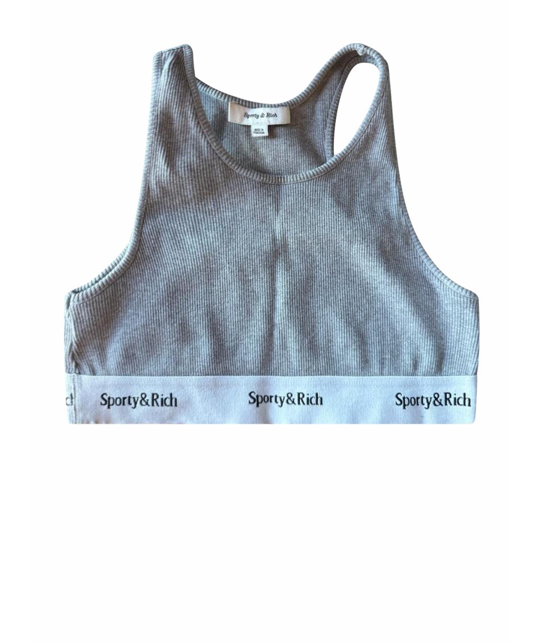 SPORTY AND RICH Серая хлопковая майка, фото 1