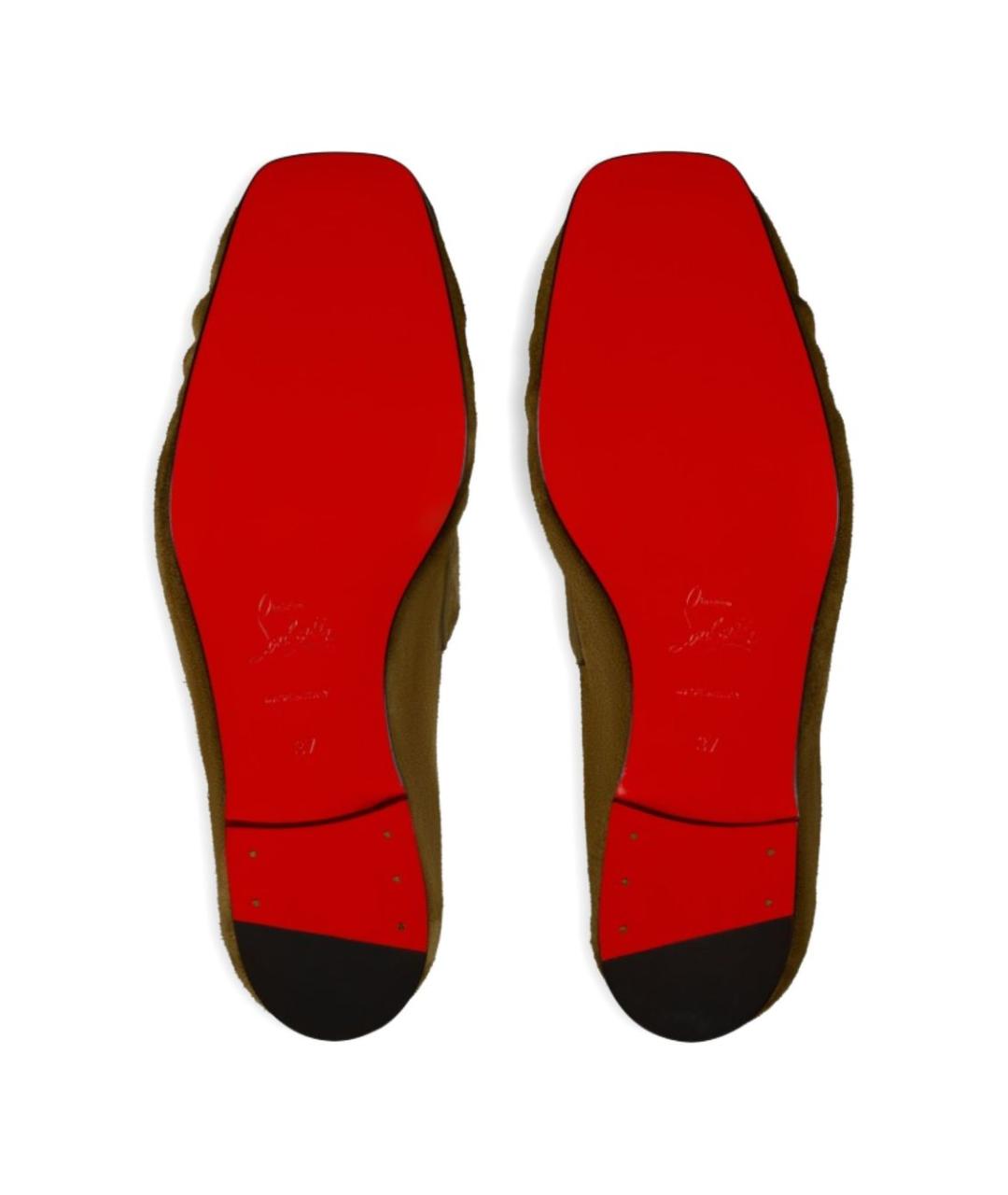 CHRISTIAN LOUBOUTIN Коричневые замшевые лоферы, фото 2