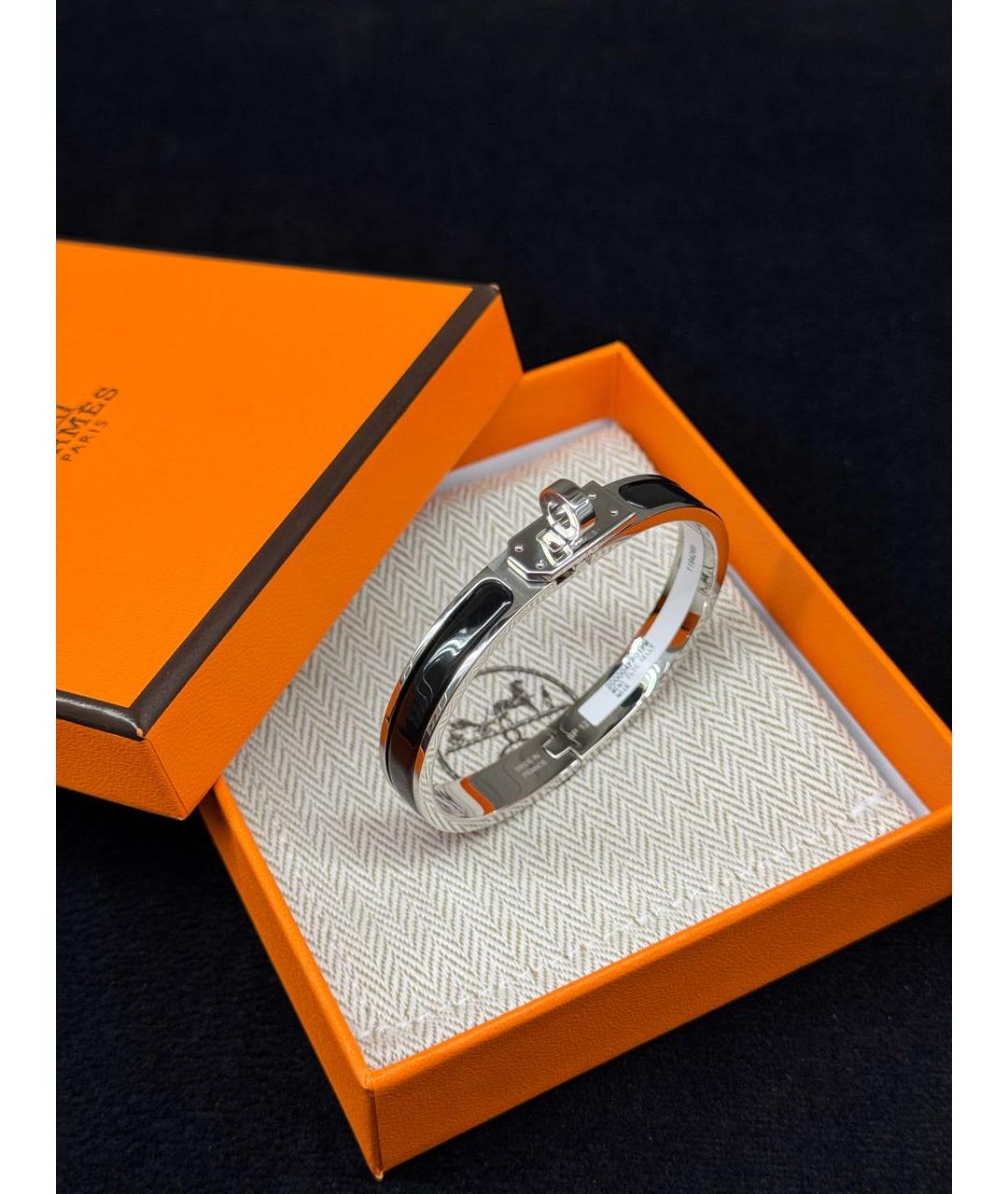 HERMES Черный металлический браслет, фото 3