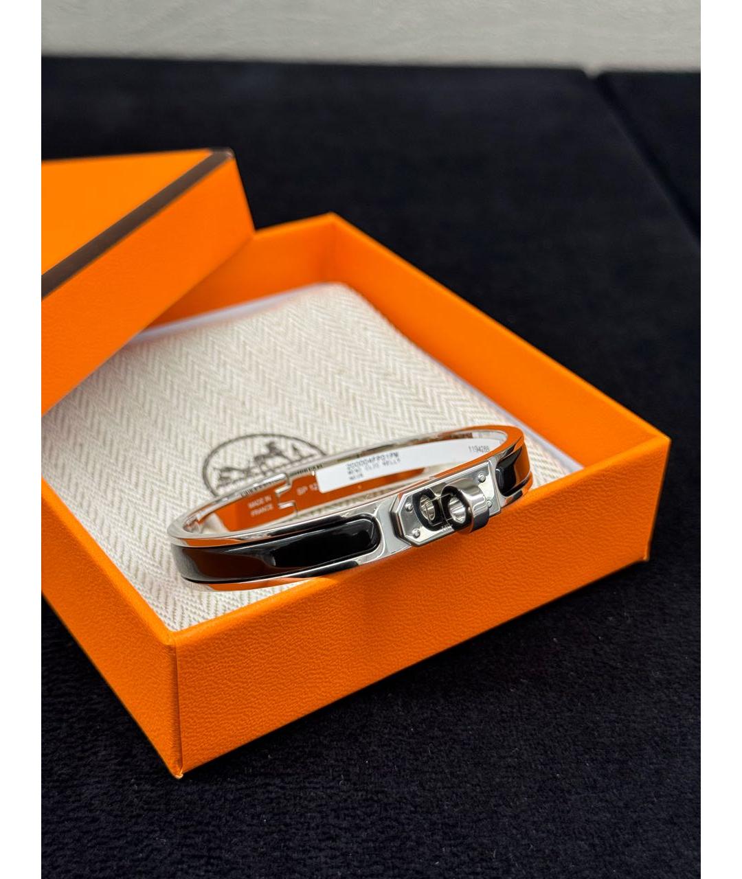 HERMES Черный металлический браслет, фото 5