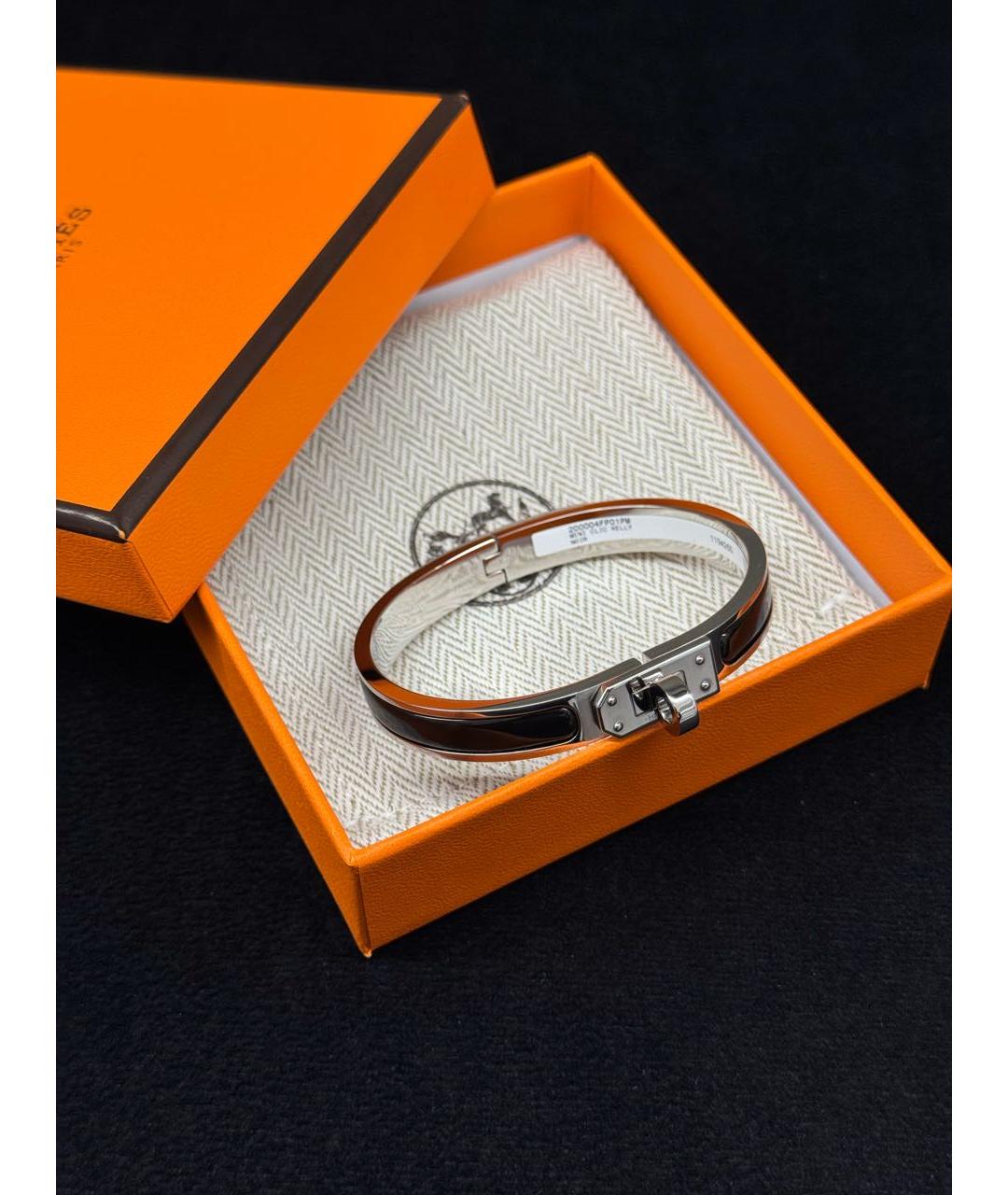 HERMES Черный металлический браслет, фото 2