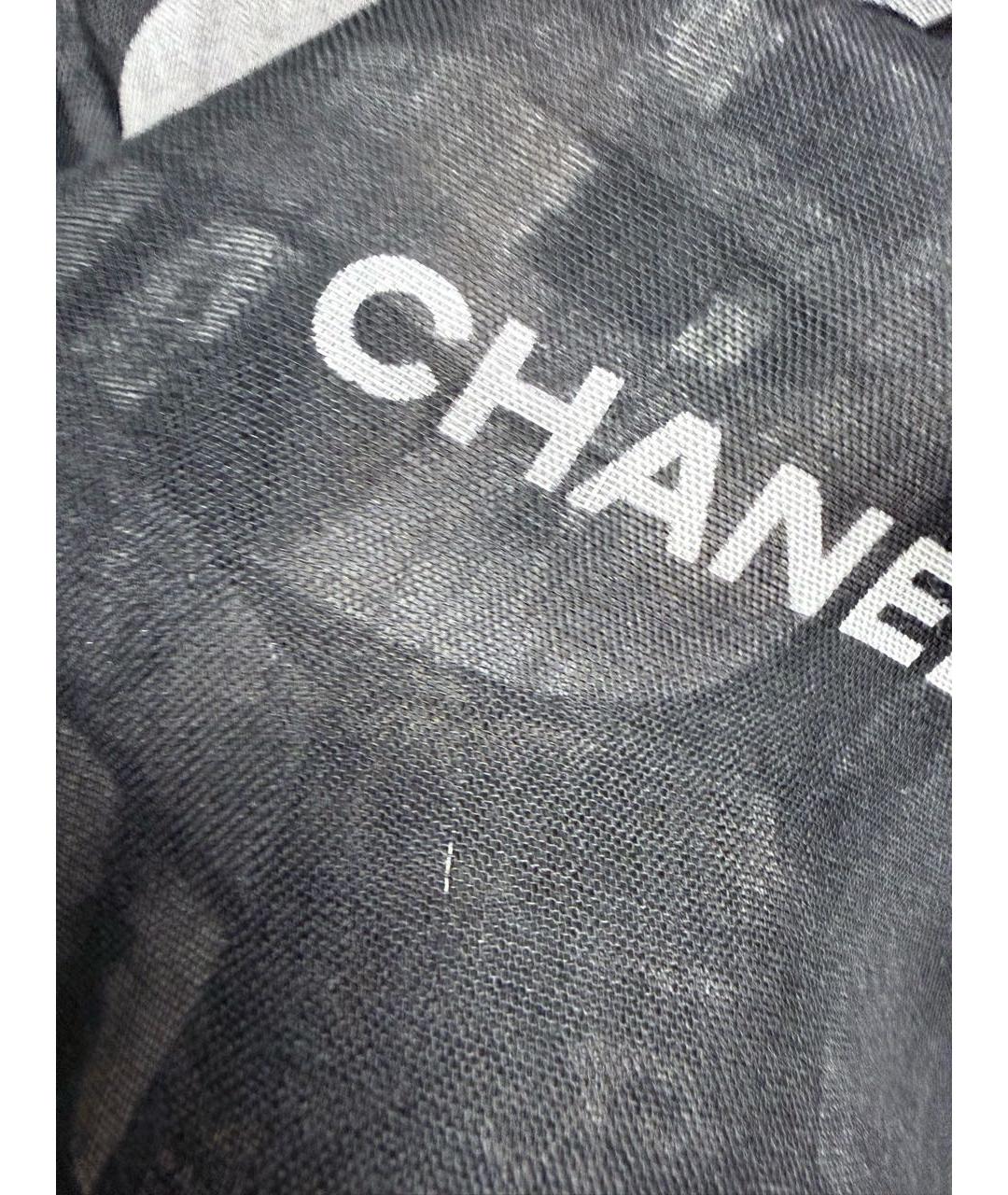 CHANEL Черный кашемировый шарф, фото 8