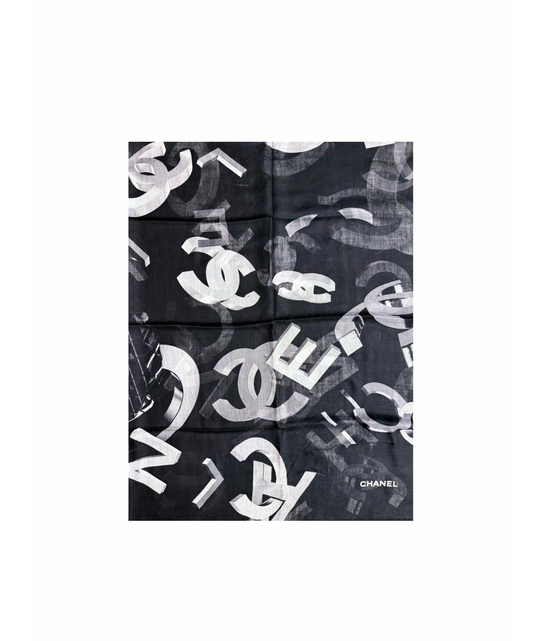 CHANEL Черный кашемировый шарф, фото 1