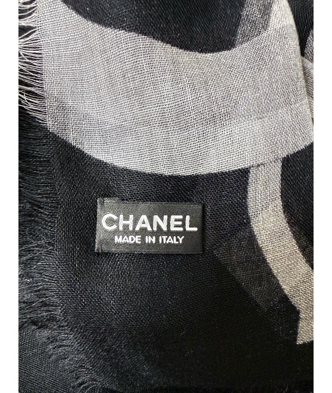 CHANEL Черный кашемировый шарф, фото 3