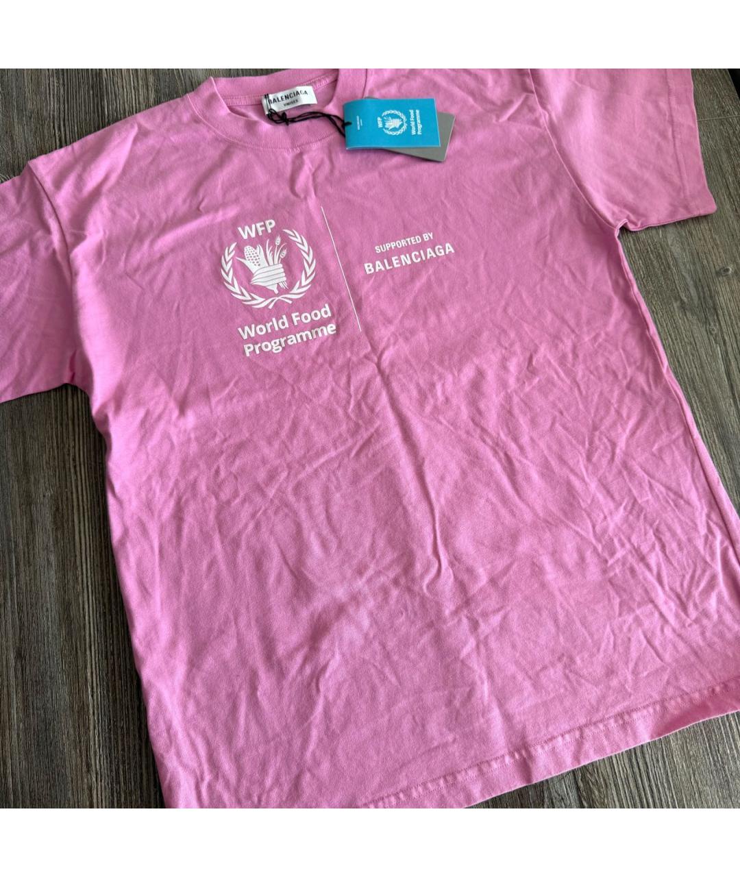 BALENCIAGA Розовая хлопковая футболка, фото 4