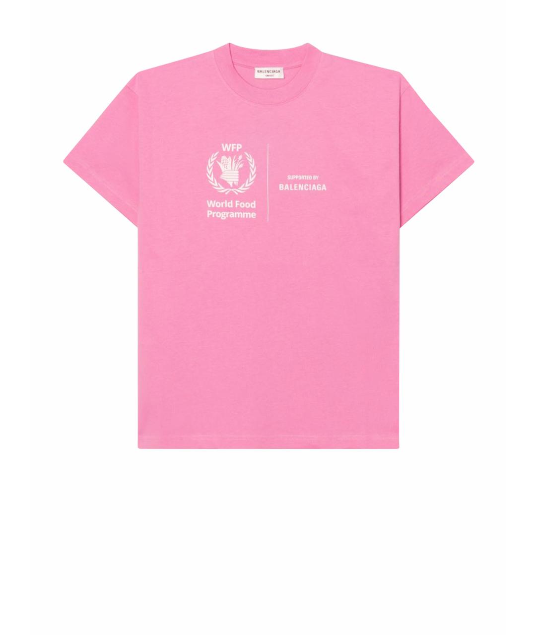 BALENCIAGA Розовая хлопковая футболка, фото 1