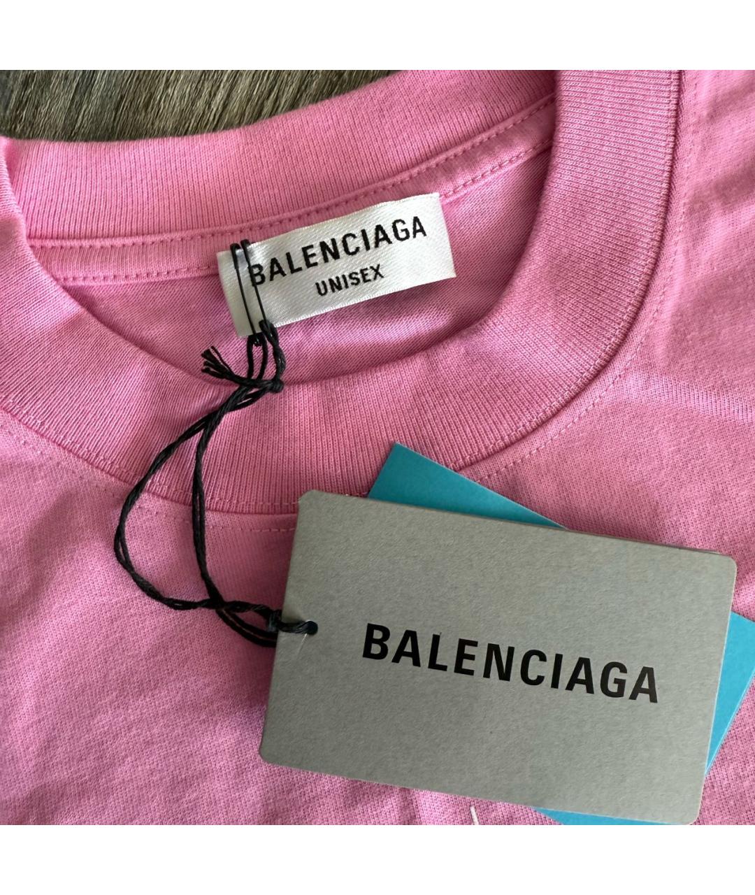 BALENCIAGA Розовая хлопковая футболка, фото 3