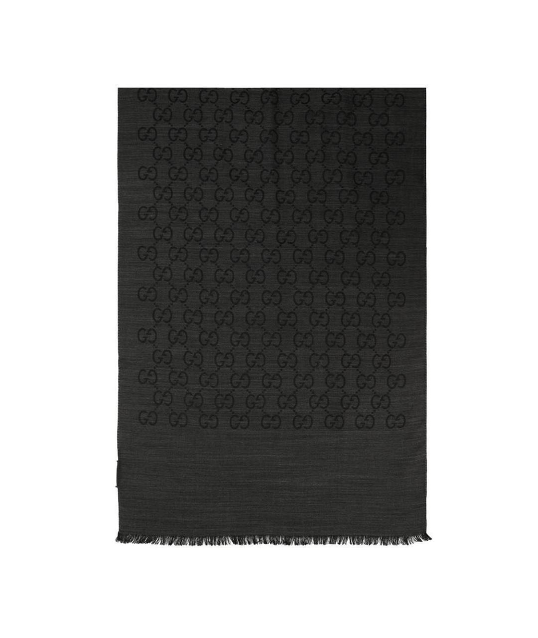 GUCCI Черный шерстяной шарф, фото 3