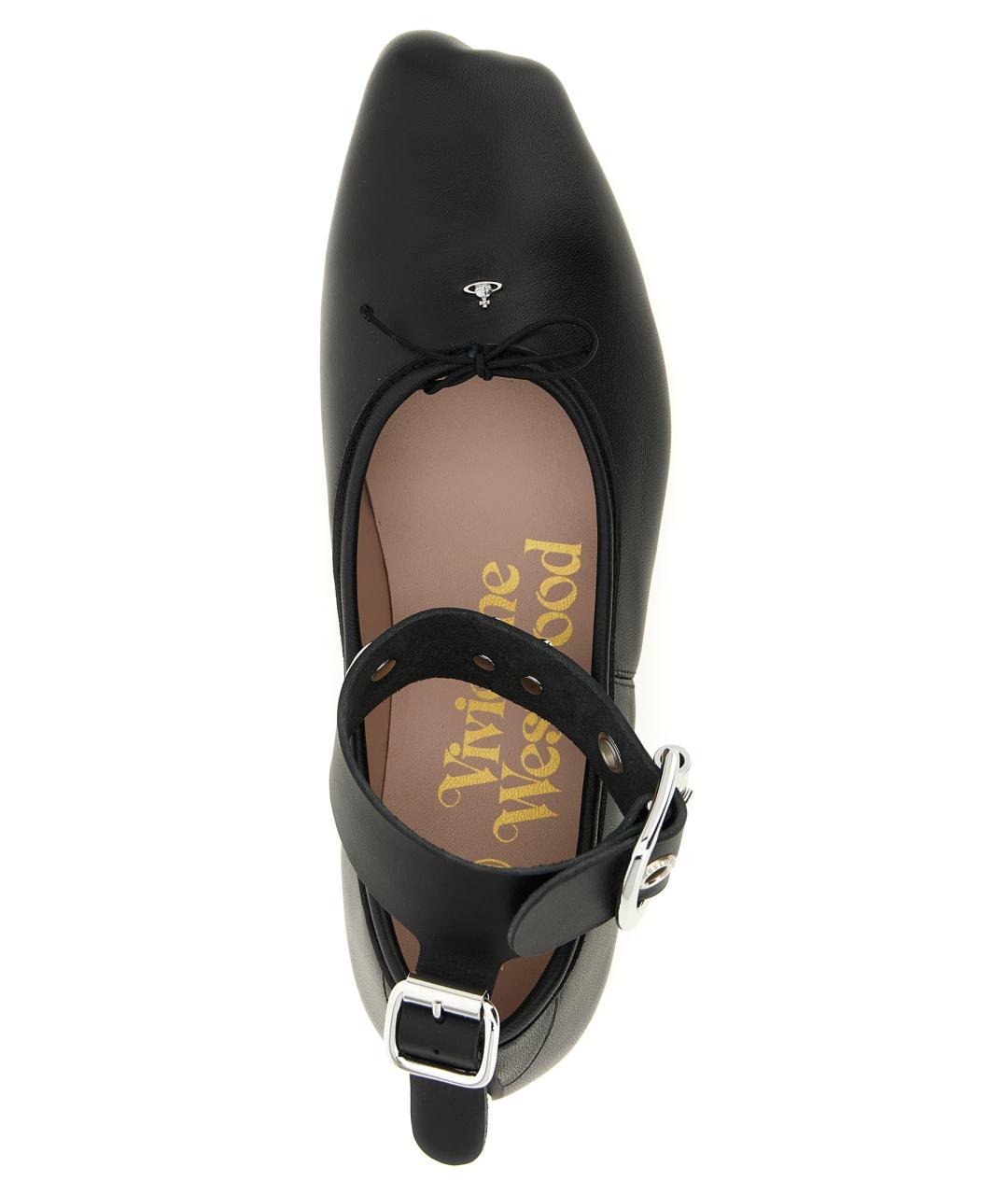 VIVIENNE WESTWOOD Черные кожаные балетки, фото 5