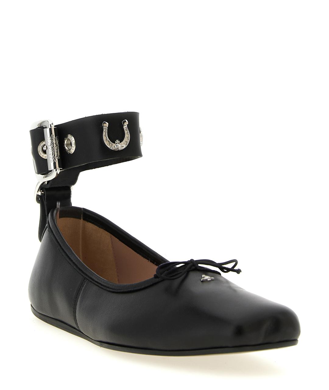 VIVIENNE WESTWOOD Черные кожаные балетки, фото 3