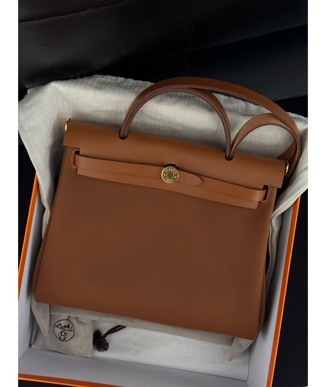 HERMES Коричневая тканевая сумка через плечо, фото 2