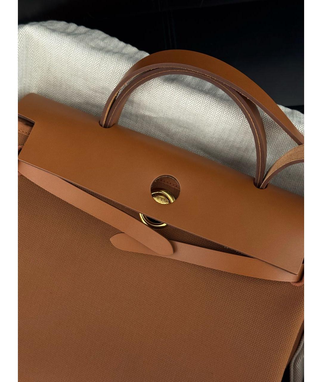 HERMES Коричневая тканевая сумка через плечо, фото 6