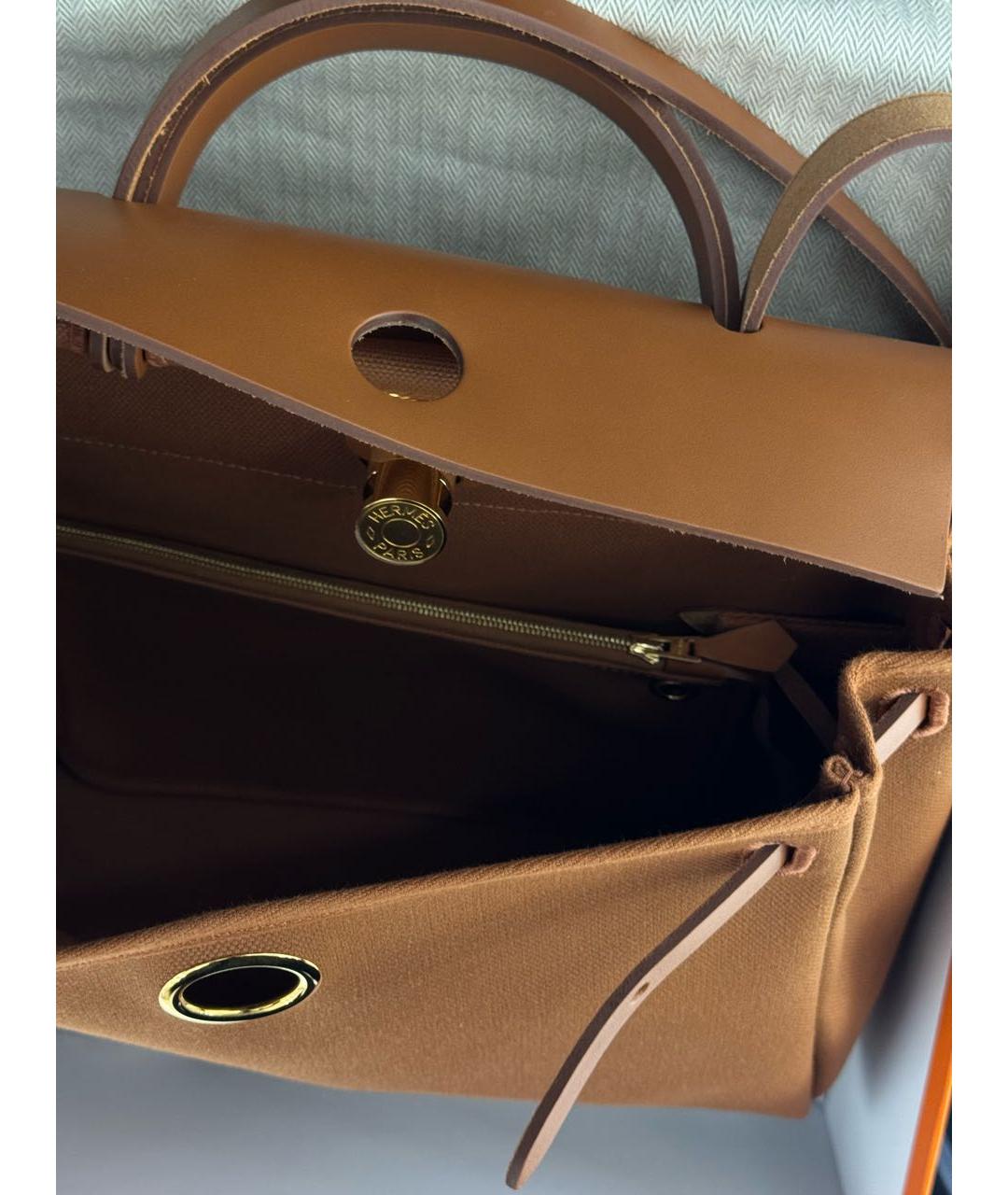 HERMES Коричневая тканевая сумка через плечо, фото 7