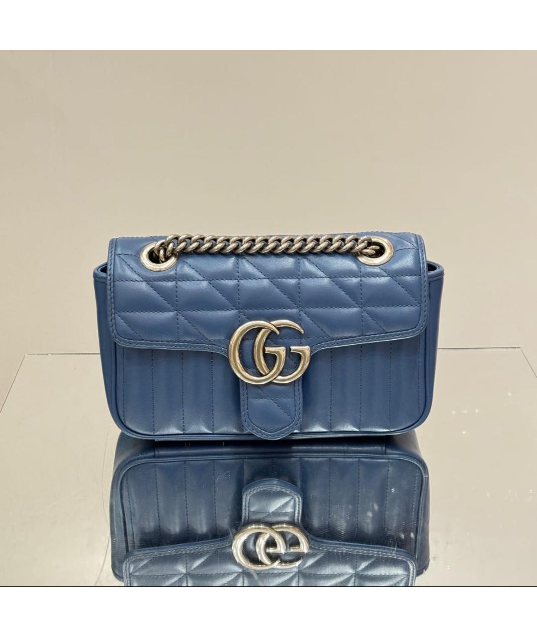 GUCCI Голубая кожаная сумка через плечо, фото 5