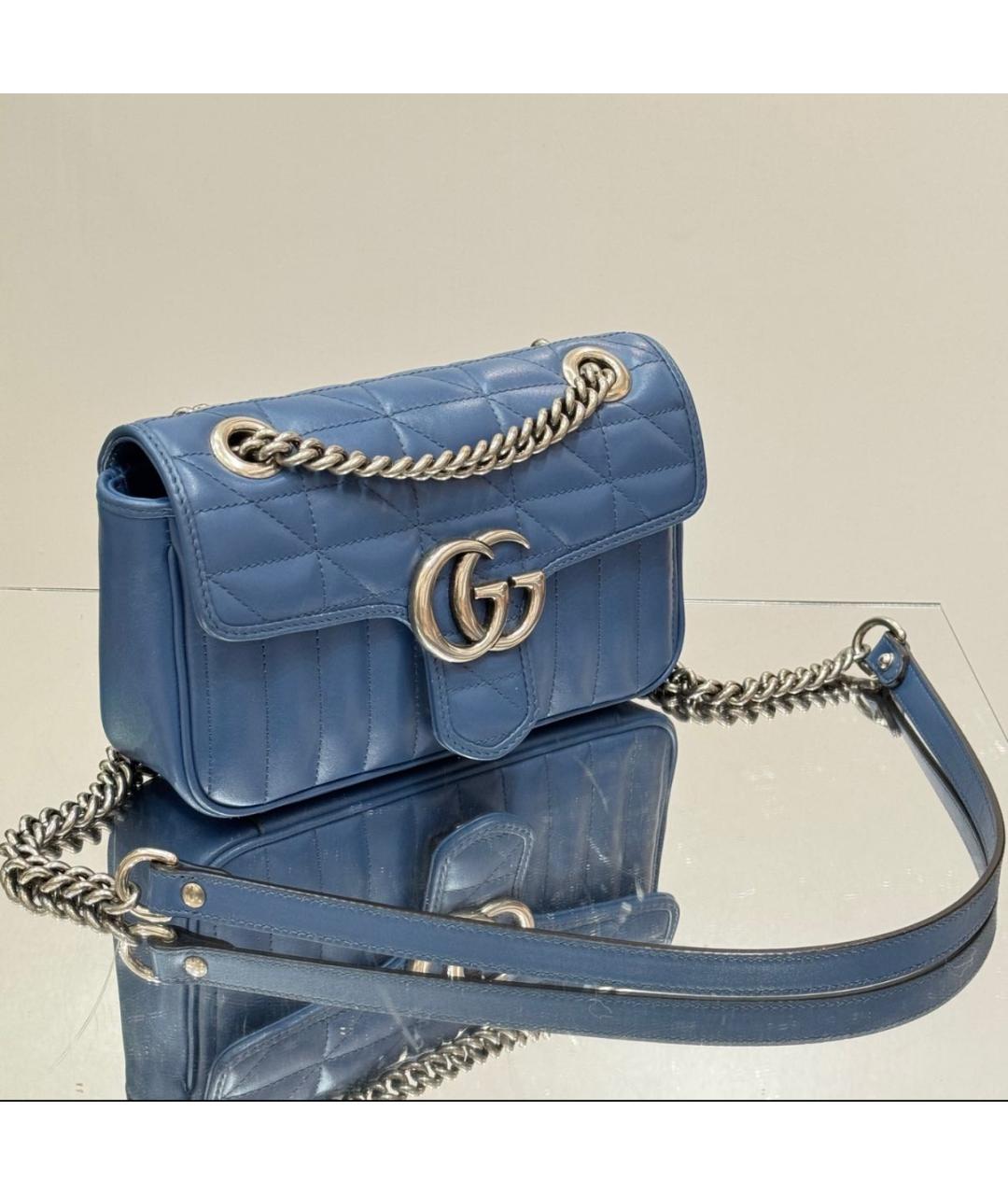 GUCCI Голубая кожаная сумка через плечо, фото 4