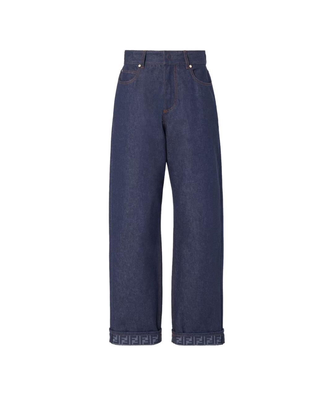 FENDI Синие хлопковые прямые джинсы, фото 1