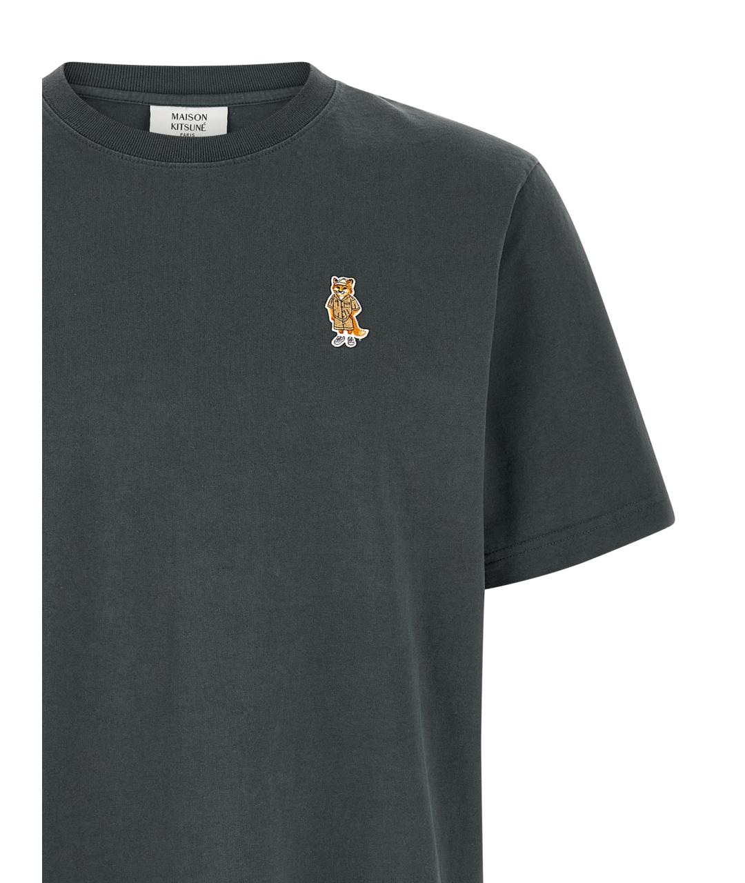 MAISON KITSUNE Синяя хлопковая футболка, фото 3