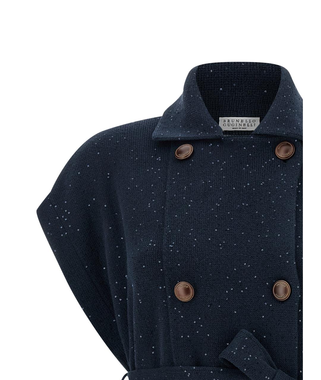BRUNELLO CUCINELLI Синий хлопковый кардиган, фото 3