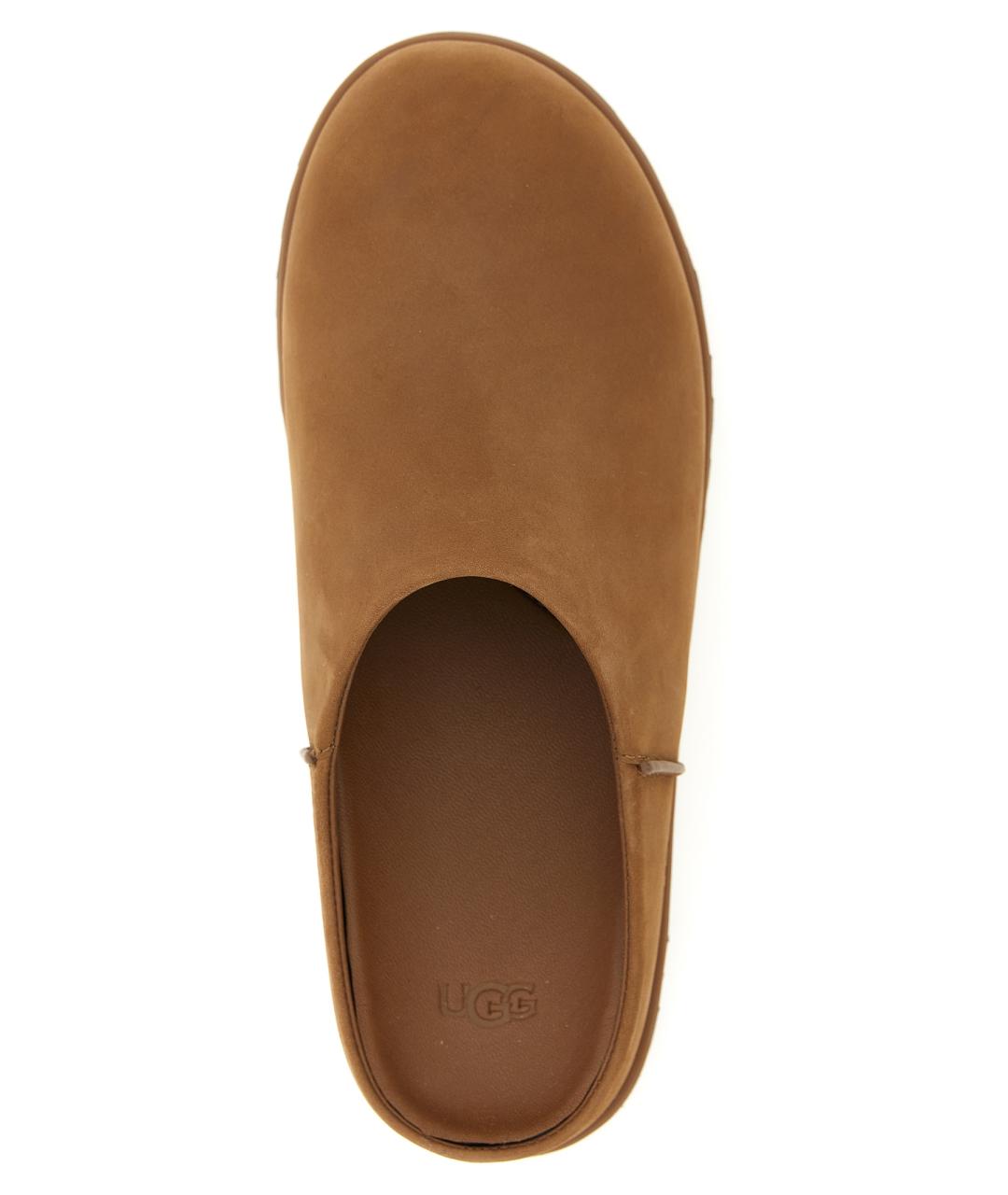 UGG AUSTRALIA Коричневые кожаные шлепанцы, фото 4