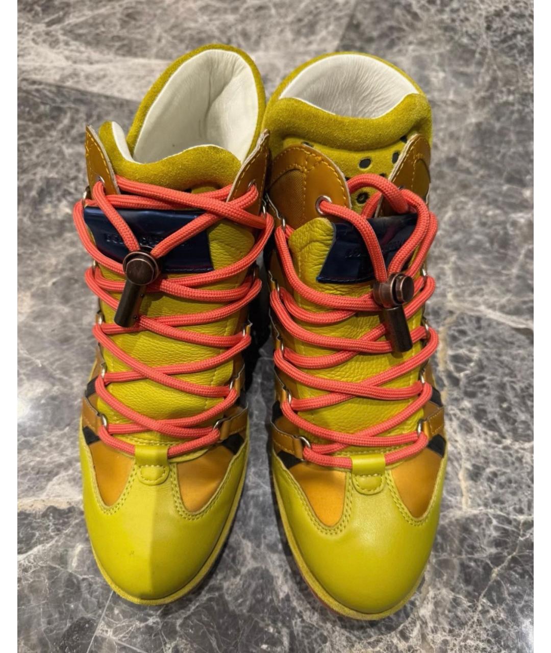 DOLCE&GABBANA Желтые замшевые кроссовки, фото 2