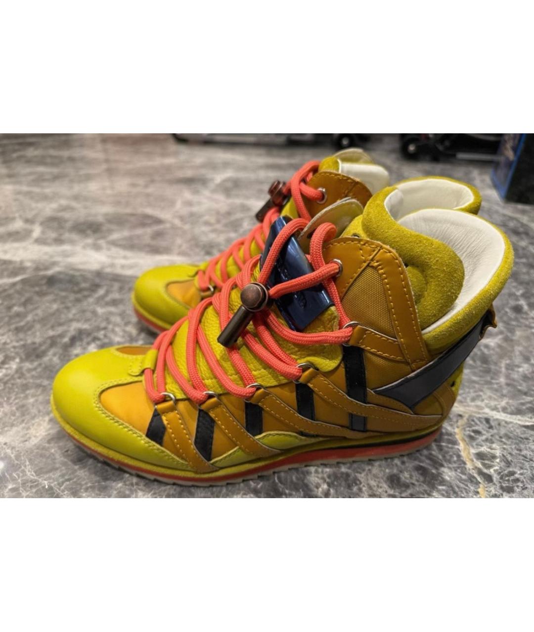 DOLCE&GABBANA Желтые замшевые кроссовки, фото 4