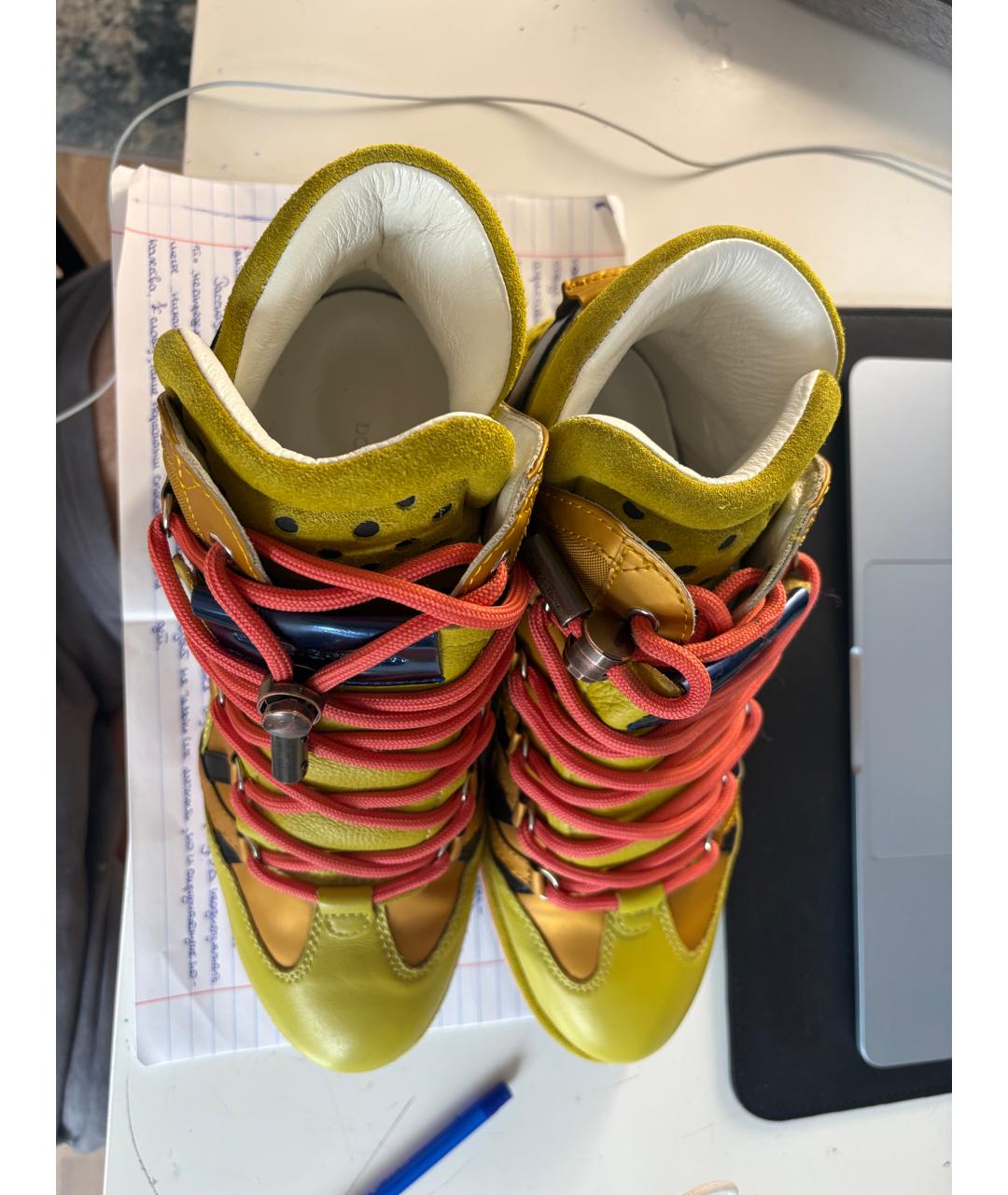 DOLCE&GABBANA Желтые замшевые кроссовки, фото 3