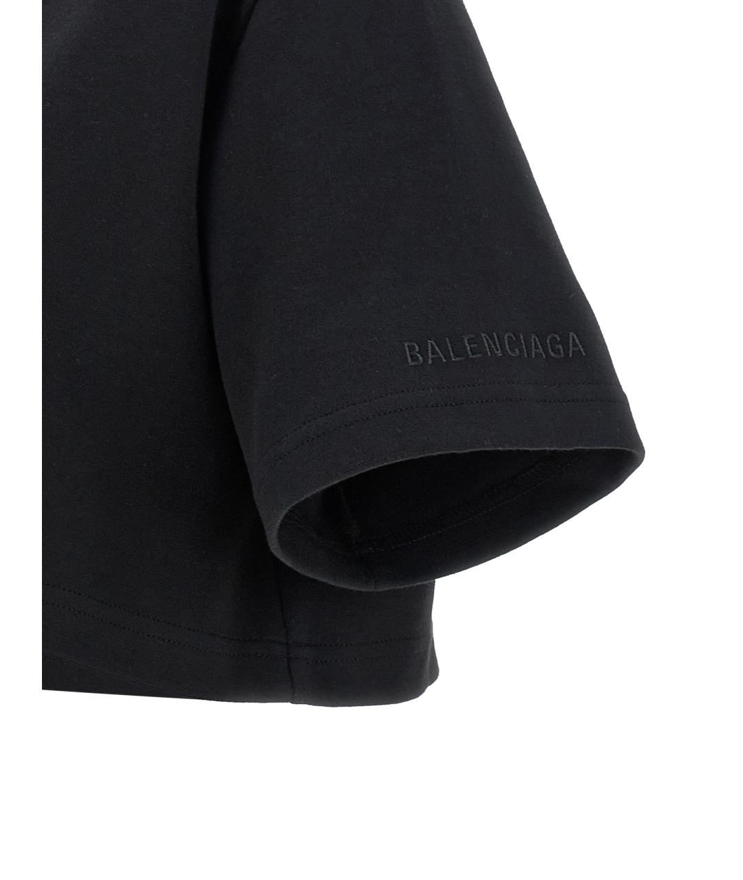 BALENCIAGA Черная хлопковая футболка, фото 4